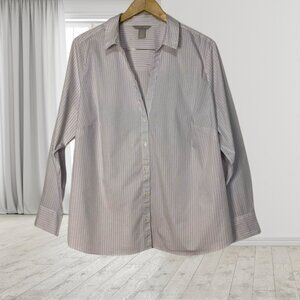 H&M Pinstripe Button Down Collared Shirt XXL – Classic Workwear Office Blouse